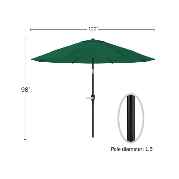 Nature Spring 10 Foot Patio Umbrella-Auto Tilt, Green